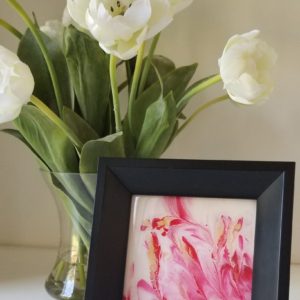 Signed Original Art Free Pour Technique with Magenta, Pink and 24k gold
