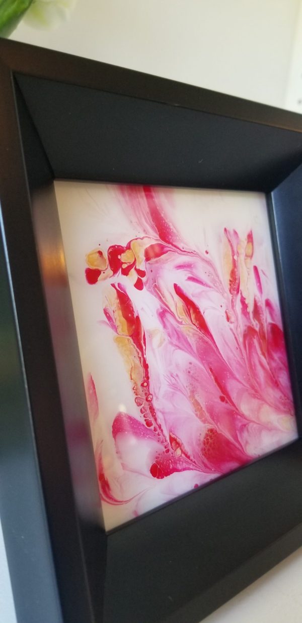 Signed Original Art Free Pour Technique with Magenta, Pink and 24k gold