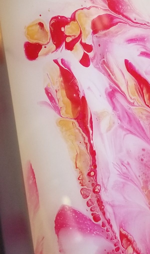 Signed Original Art Free Pour Technique with Magenta, Pink and 24k gold