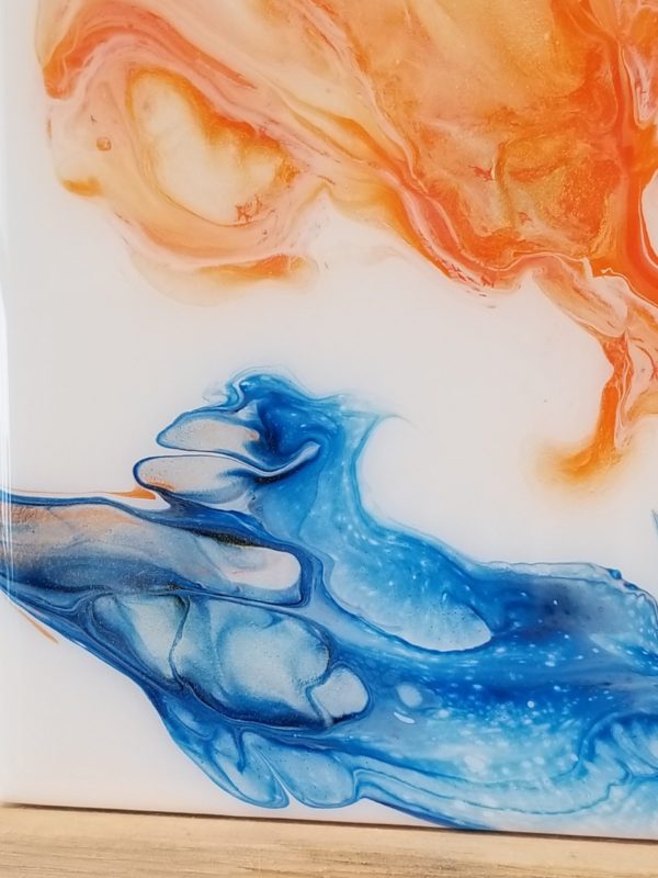 6x6 Tile Dutch Pour Technique in Orange and Blues